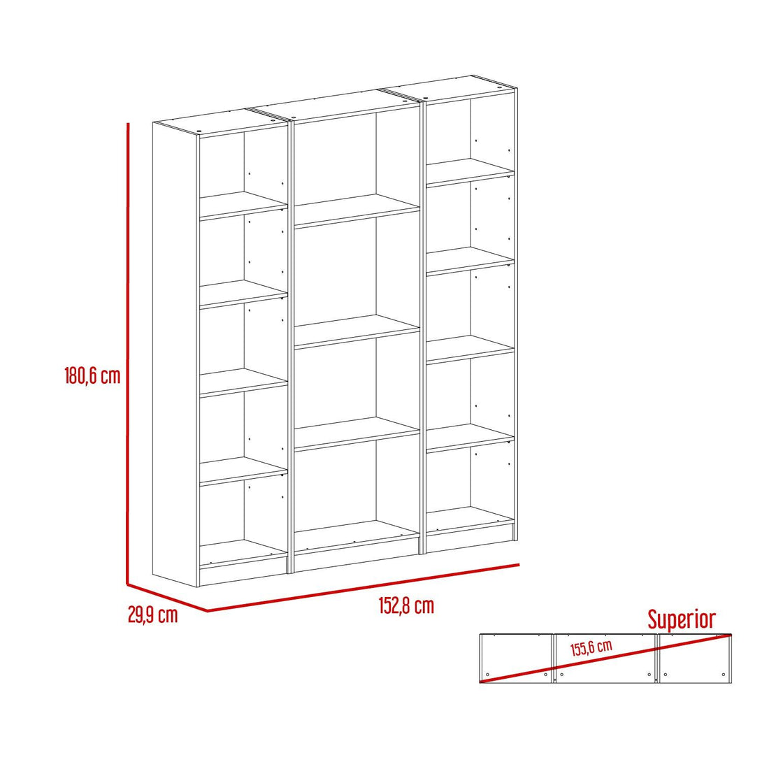 Combo de Bibliotecas Home, Macadamia Incluye Tres Bibliotecas - VIRTUAL MUEBLES