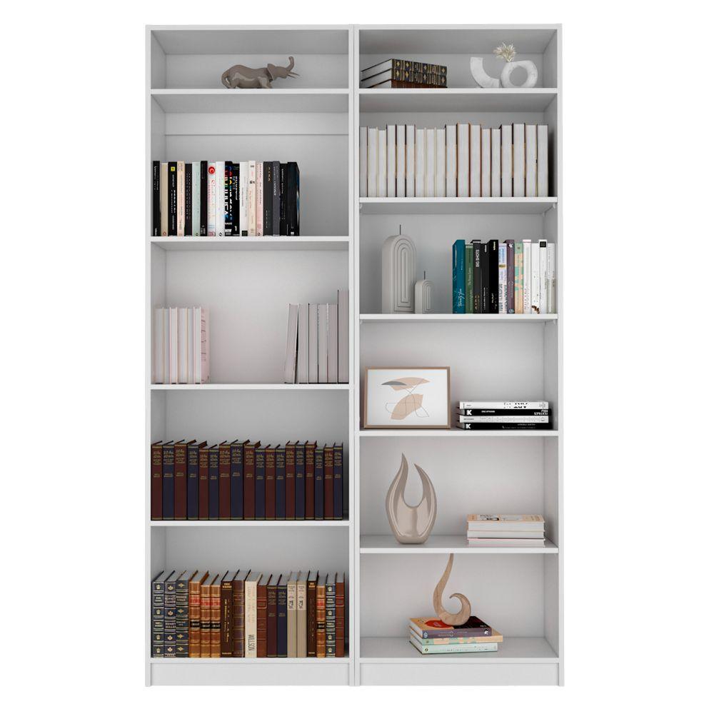 Combo de Bibliotecas Home, Blanco, Incluye Dos Bibliotecas y Dos Complementos - VIRTUAL MUEBLES
