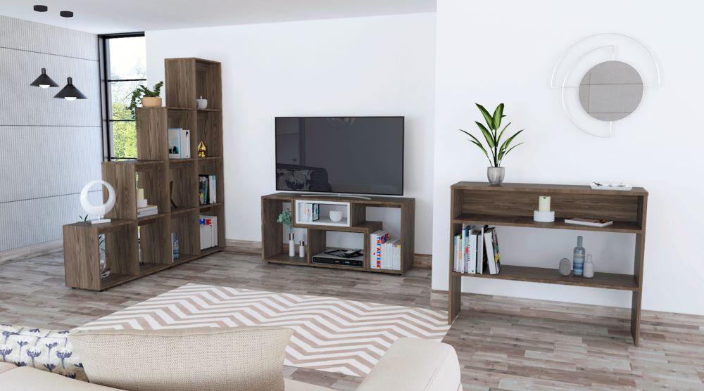 Combo Para Sala Larcomar, Incluye Mesa Para Tv Biblioteca Escalera Y Mesa Auxiliar.