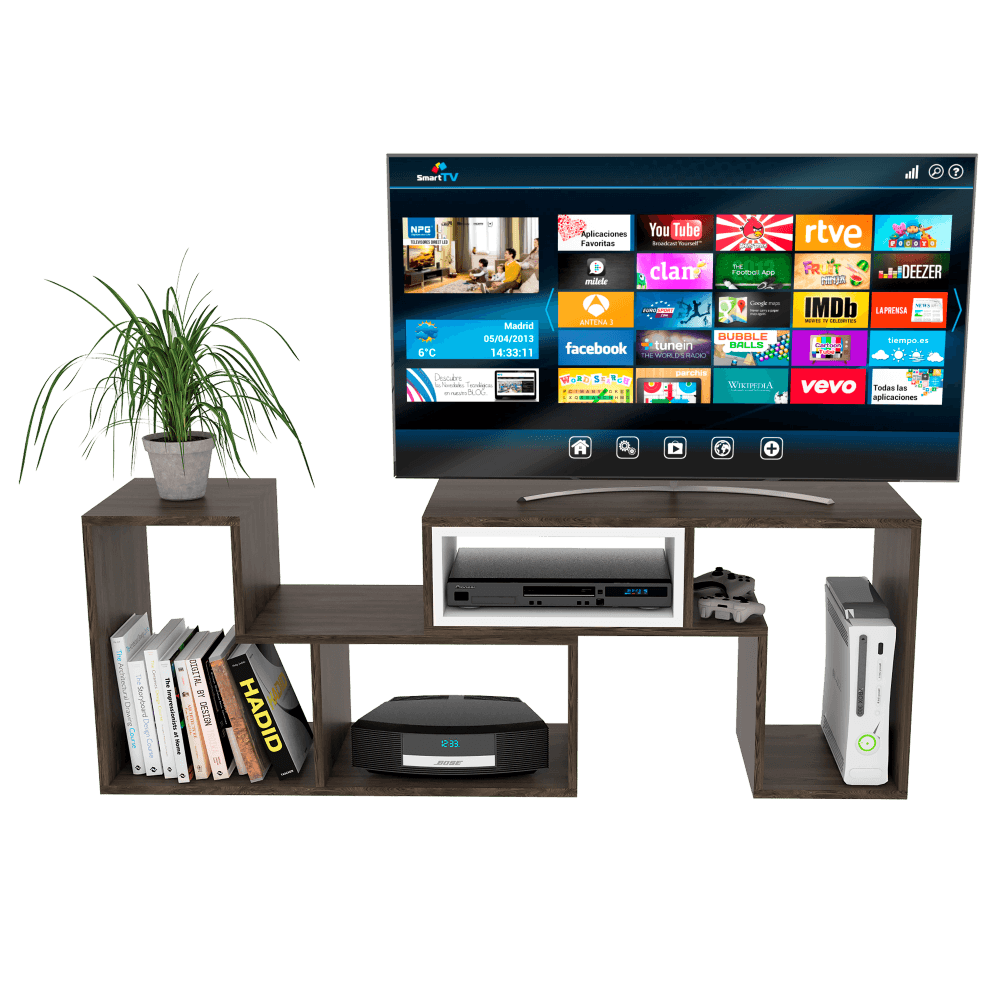 Combo Para Sala Larcomar, Incluye Mesa Para Tv Biblioteca Escalera Y Mesa Auxiliar.