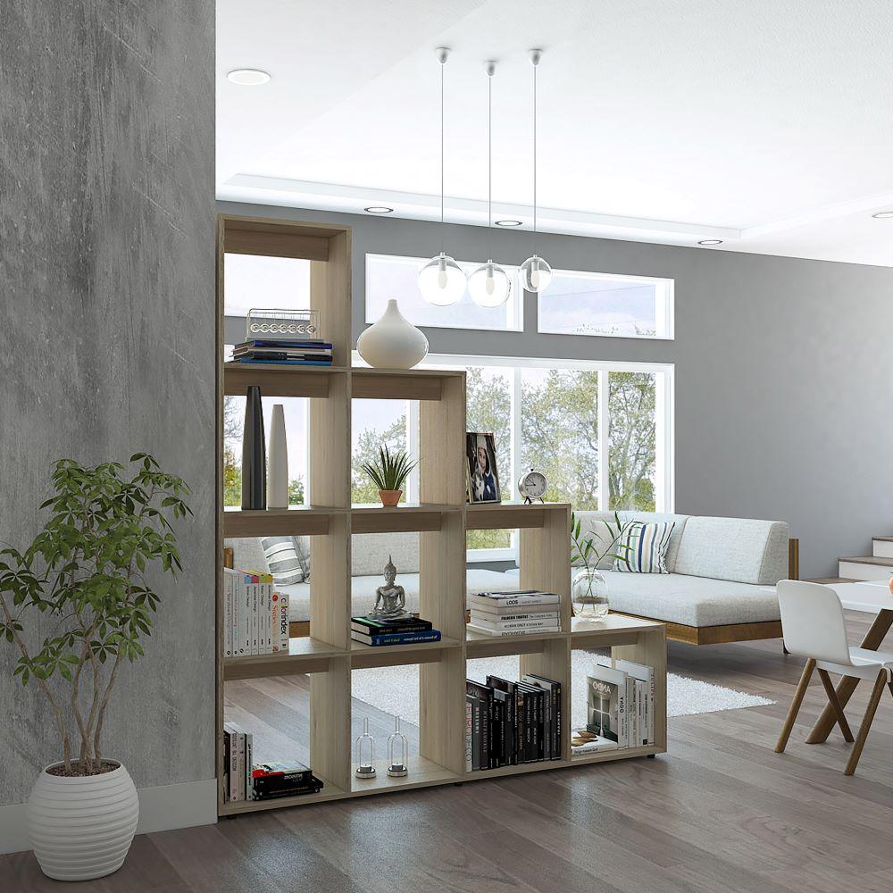 Combo Para Sala Stella, Incluye Mesa Para Tv Biblioteca Escalera Y Mesa De Centro.