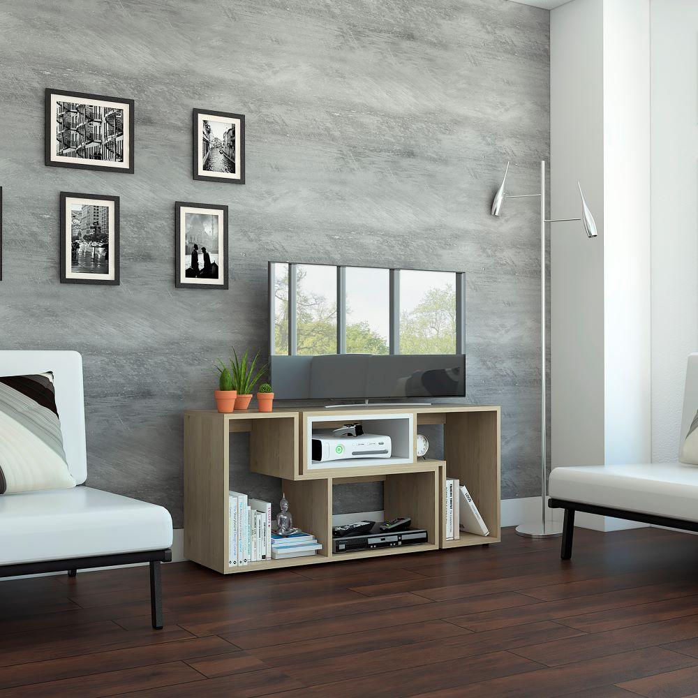 Combo Para Sala Stella, Incluye Mesa Para Tv Biblioteca Escalera Y Mesa De Centro.