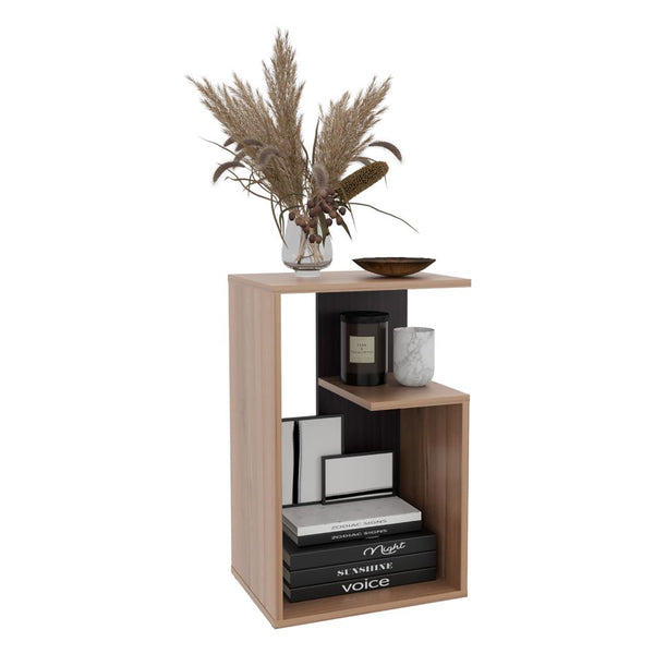 Mesa Auxiliar Evert, Café Expresso y Wengue, con diseño moderno y espacio para ubicar objetos ZF